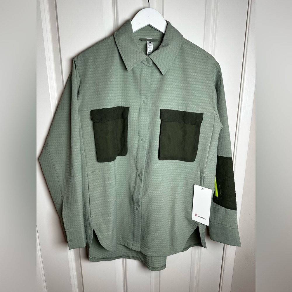 lululemon athletica sage green Button Down Shirt with olive green Pockets